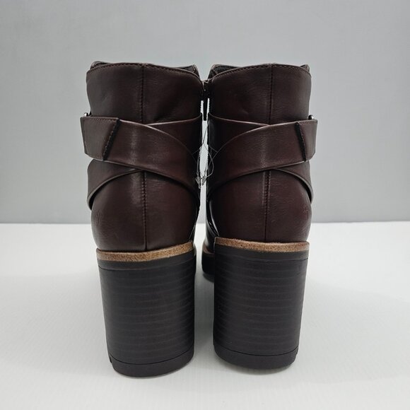 Naturalizer Madalynn Strap Ankle Boot Women 9 Brown Water Resistant Lug Sole NEW - Picture 8 of 14